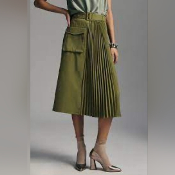 Mare Mare X Anthropologie Pleated Cargo Midi Skirt Sz XS - Picture 14 of 14